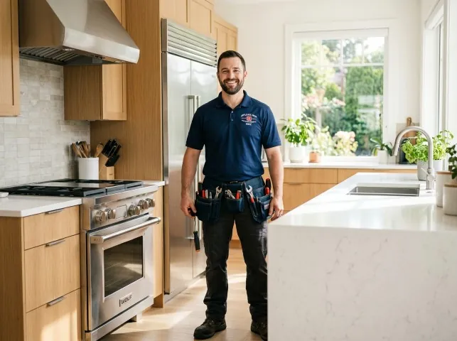 Appliance Repair Hero technician in a Brewerton, NY kitchen after an appliance repair